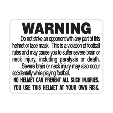 football helmet warning sticker